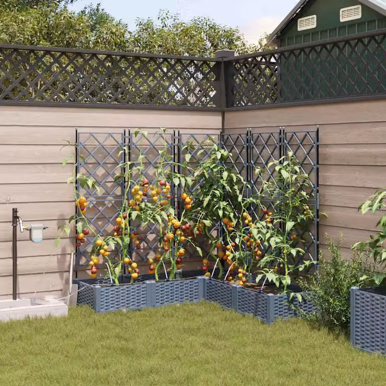 Set di 5 vasi da giardino vidaXL in plastica Grigio Chiaro L: 120 cm, P: 120 cm, H: 126 cm
