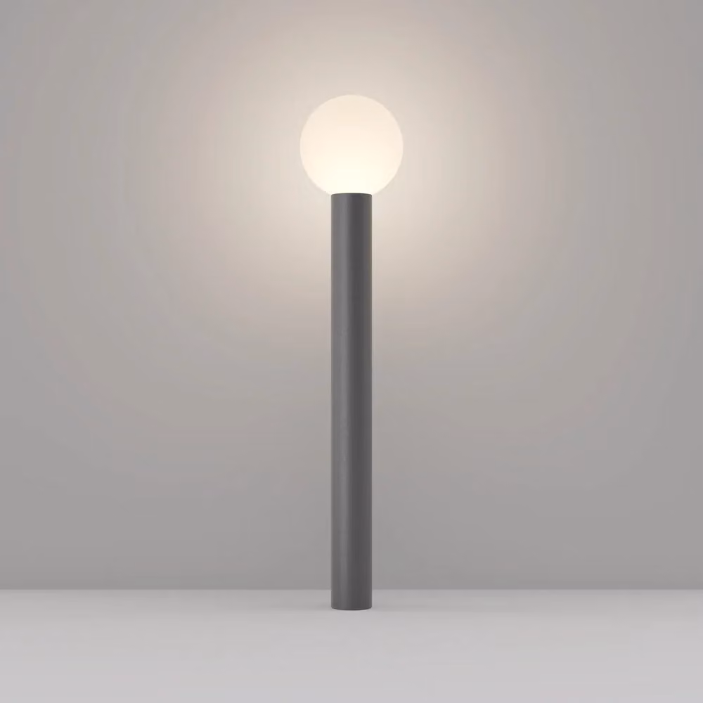 Paletto luce da giardino Maytoni Bold O598FL-01GR grigio, design moderno con struttura in metallo e vetro, protezione IP54, Altezza: 80 cm – 2