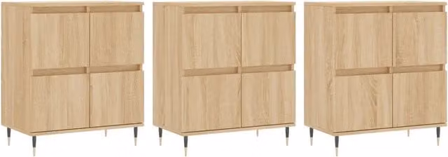 Credenze 3 pz | Madia | Buffet da pranzo | Armadio da pranzo Rovere Sonoma in Legno Multistrato