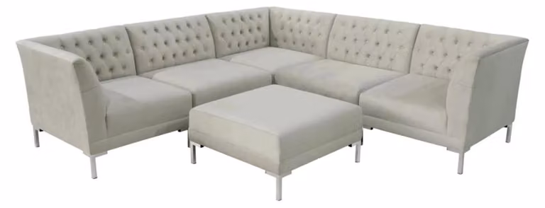 Ecksofa Hocker Grau xxl Big Textill Stoff Chesterfield Sofas Garnitur Möbel