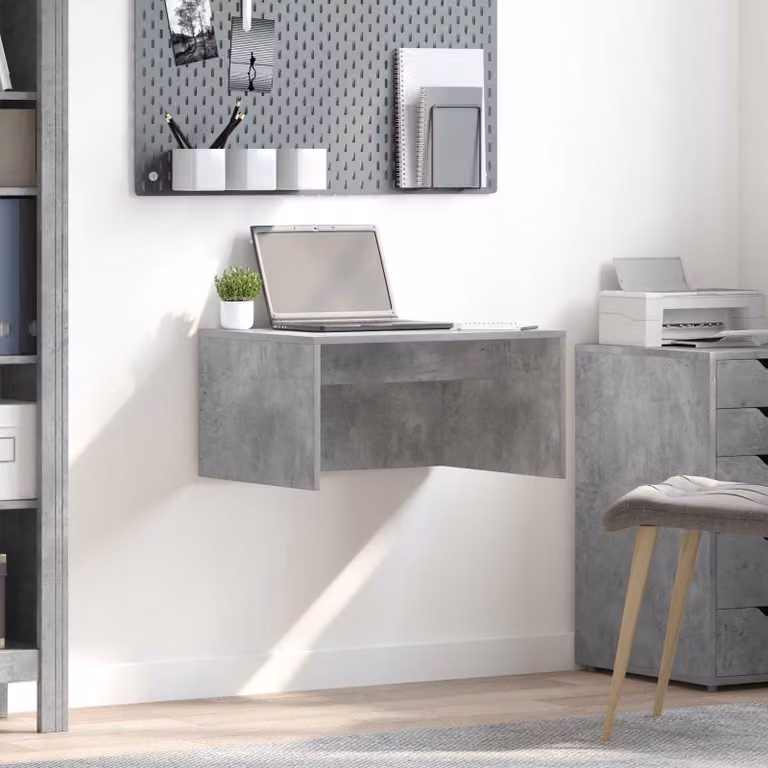 Scrivania a parete sospesa vidaXL in legno ingegnerizzato Grigio, L: 60 cm, P: 30 cm, H: 45 cm