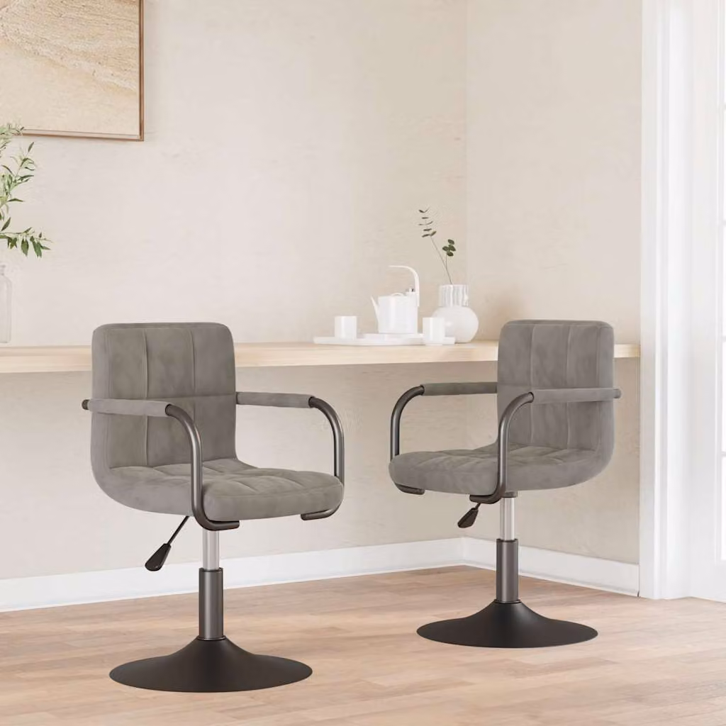 Set di 2 sedie da pranzo girevoli vidaXL in velluto grigio chiaro con design moderno – 1