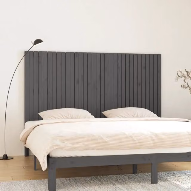 Testiera da parete Design Mania in legno massello di pino grigio, L: 204 cm, P: 3 cm, H: 110 cm