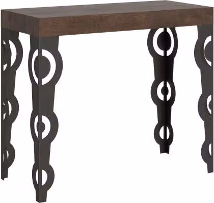 Consolle allungabile Karamay Itamoby con telaio antracite e piano noce L/P/H: 90 x 40/300 x 77 cm – 1