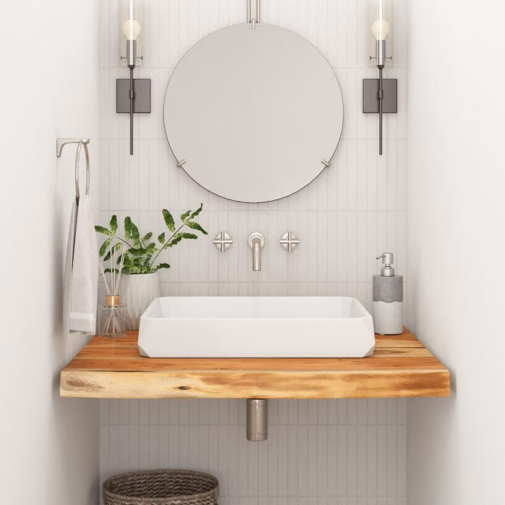vidaXL Piano Bagno Quadrato in Legno Massello di Acacia Marrone L: 60 cm, P: 60 cm, H: 3,8 cm