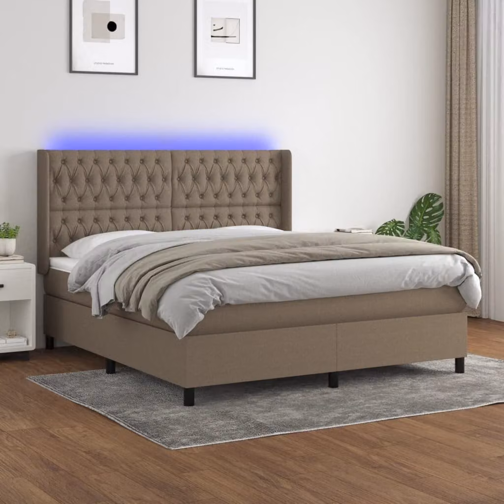 Letto a molle vidaXL con illuminazione LED e porta USB in tessuto, L 180 x P 200 cm – 1