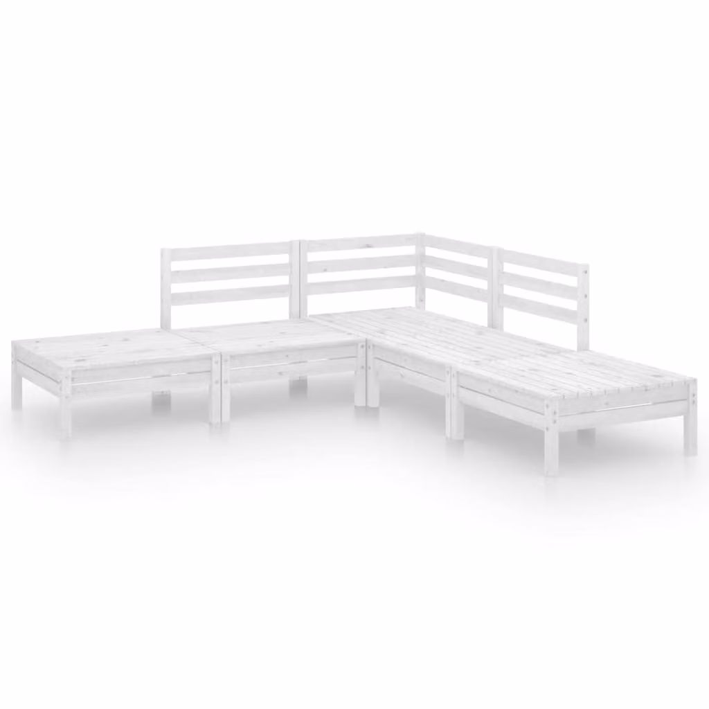 Set Salotto da Giardino 5 pz in Legno Massello di Pino Bianco