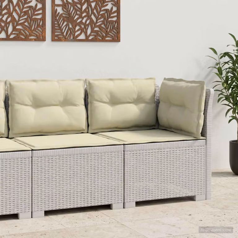 Divano da giardino singolo vidaXL con cuscini in stile rattan bianco e beige