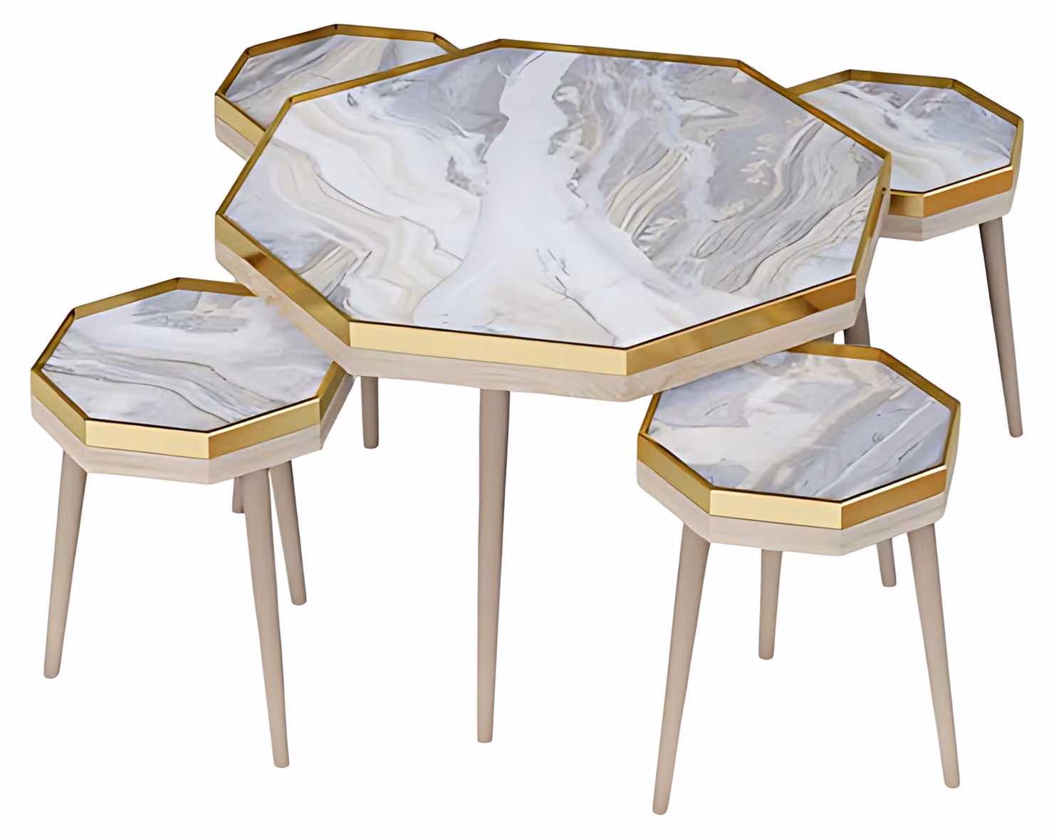 Wohnzimmer-Set Grau Holz Edelstahl modern elegant