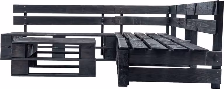 set di 4 pezzi da giardino in legno nero di pallet