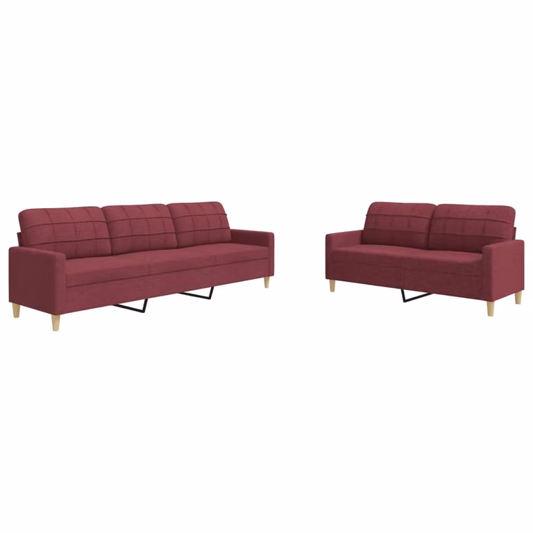 Set di Divani 2 pz Rosso Vino in Tessuto
