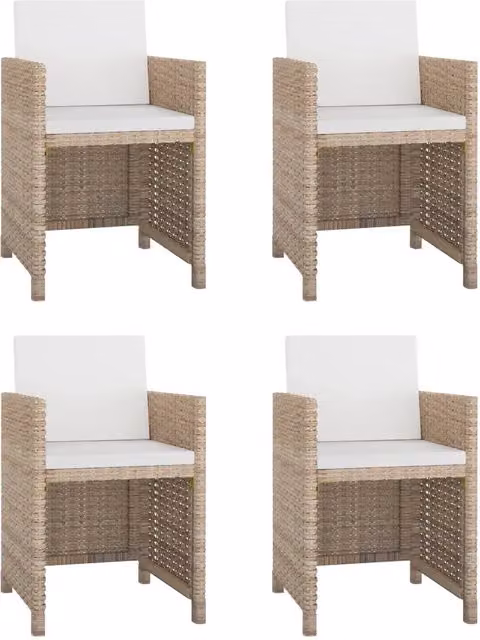 Set da Pranzo da Giardino 5 pz con Cuscini in Polyrattan Beige 46385