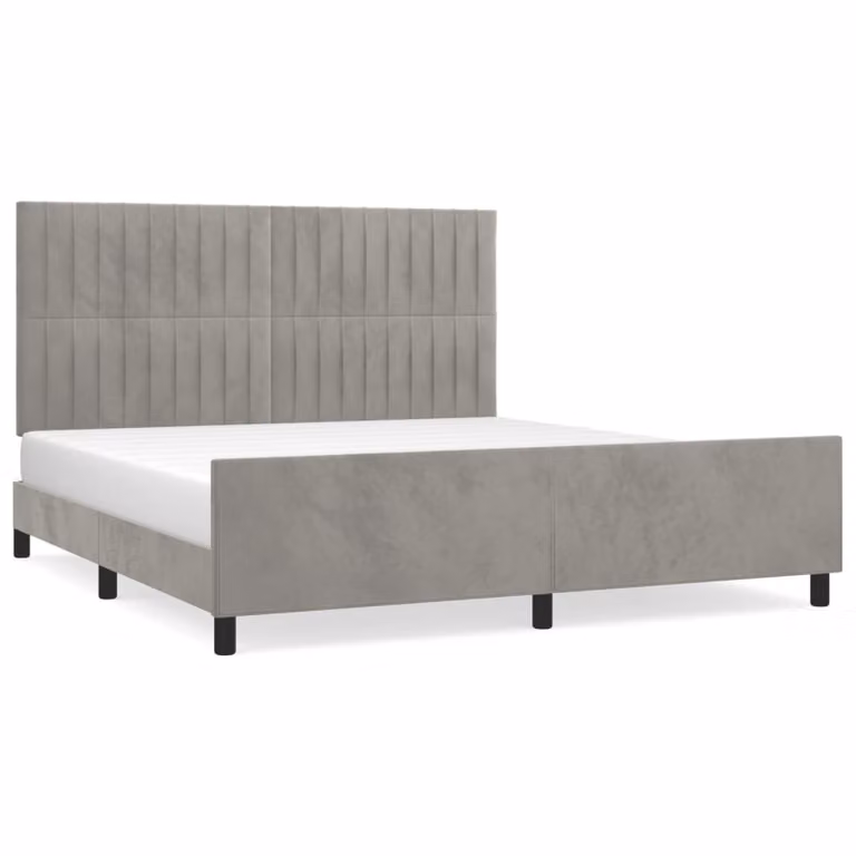 Giroletto senza Materasso Grigio Chiaro 160x200 cm Velluto