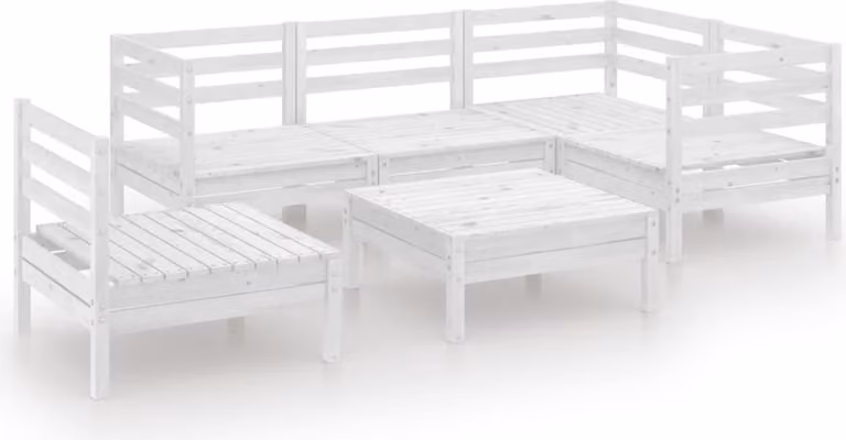 Set Salotto da Giardino 6 pz in Legno Massello di Pino Bianco