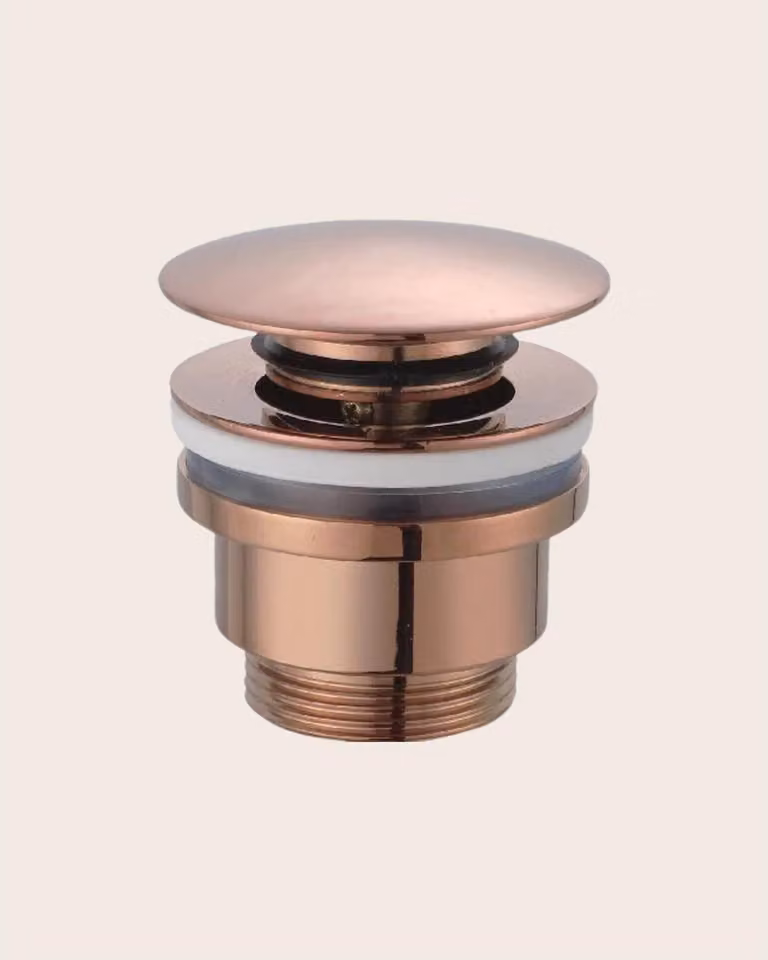 Piletta click clak lavabo e bidet universale in ottone zama oro rosa spazzolato pvd