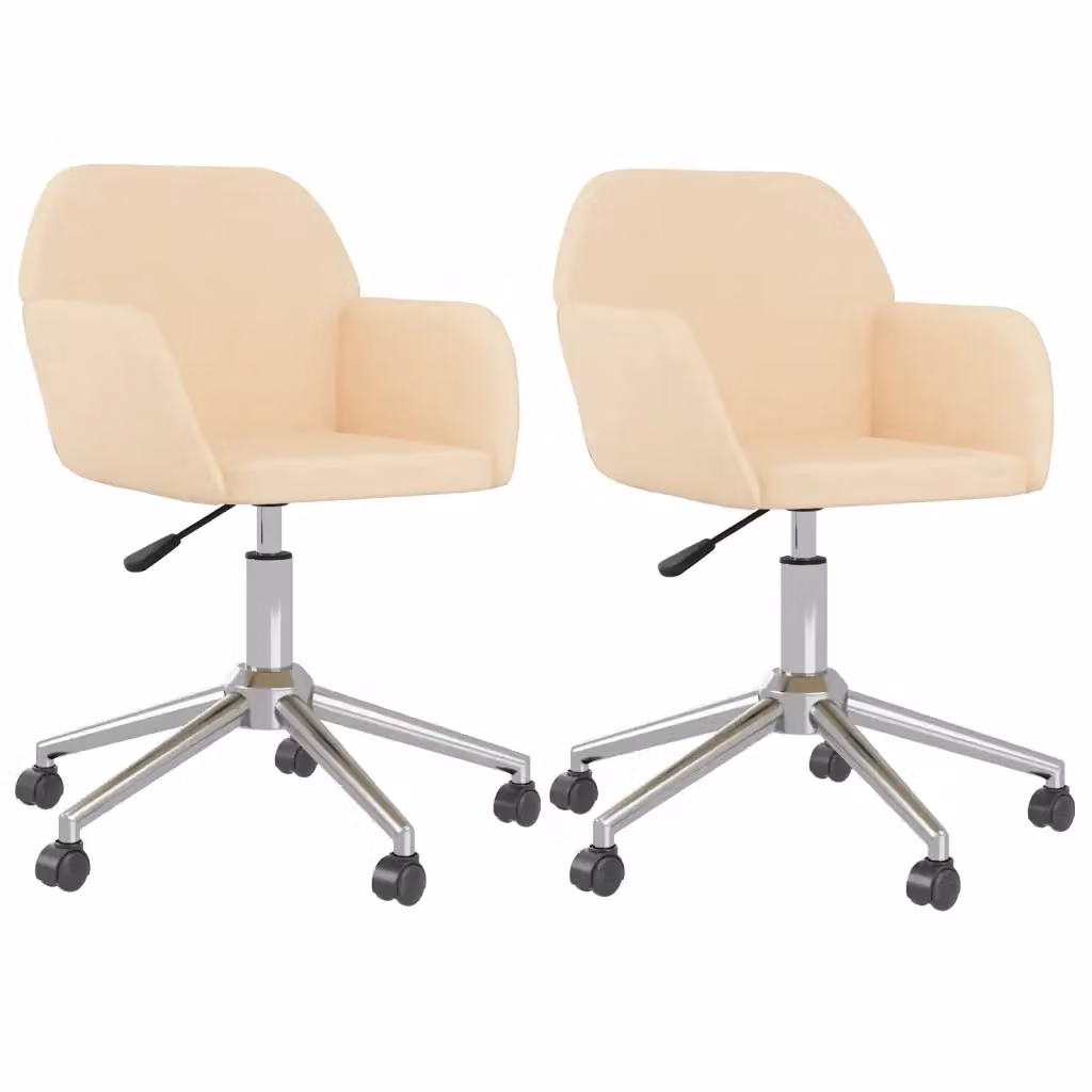 Set di 2 sedie da pranzo girevoli a 360 gradi vidaXL in tessuto beige con struttura in metallo e MDF per soggiorno o cucina L/P/H: 54,0 x 41,5 x 80,5 cm – 2