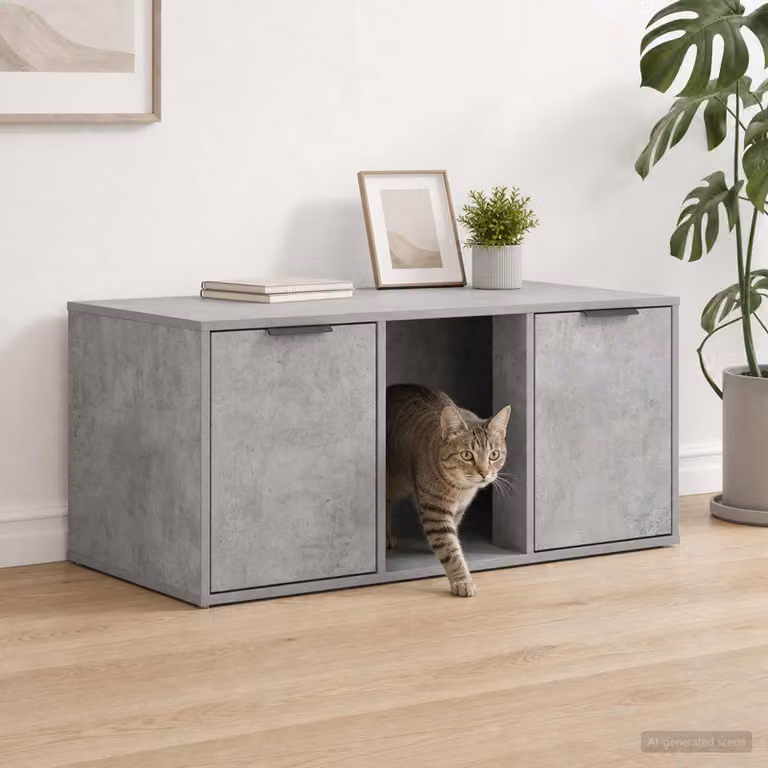 Mobile per gatti vidaXL moderno Grigio Cemento L 100 cm x P 49 cm x H 45 cm