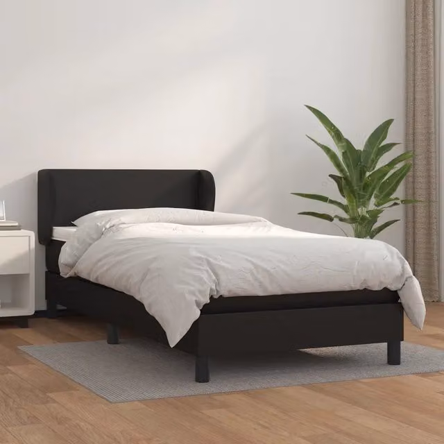 Letto a molle con materasso vidaXL in similpelle nero e bianco L/P/H: 190 x 90 x 30 cm – 1