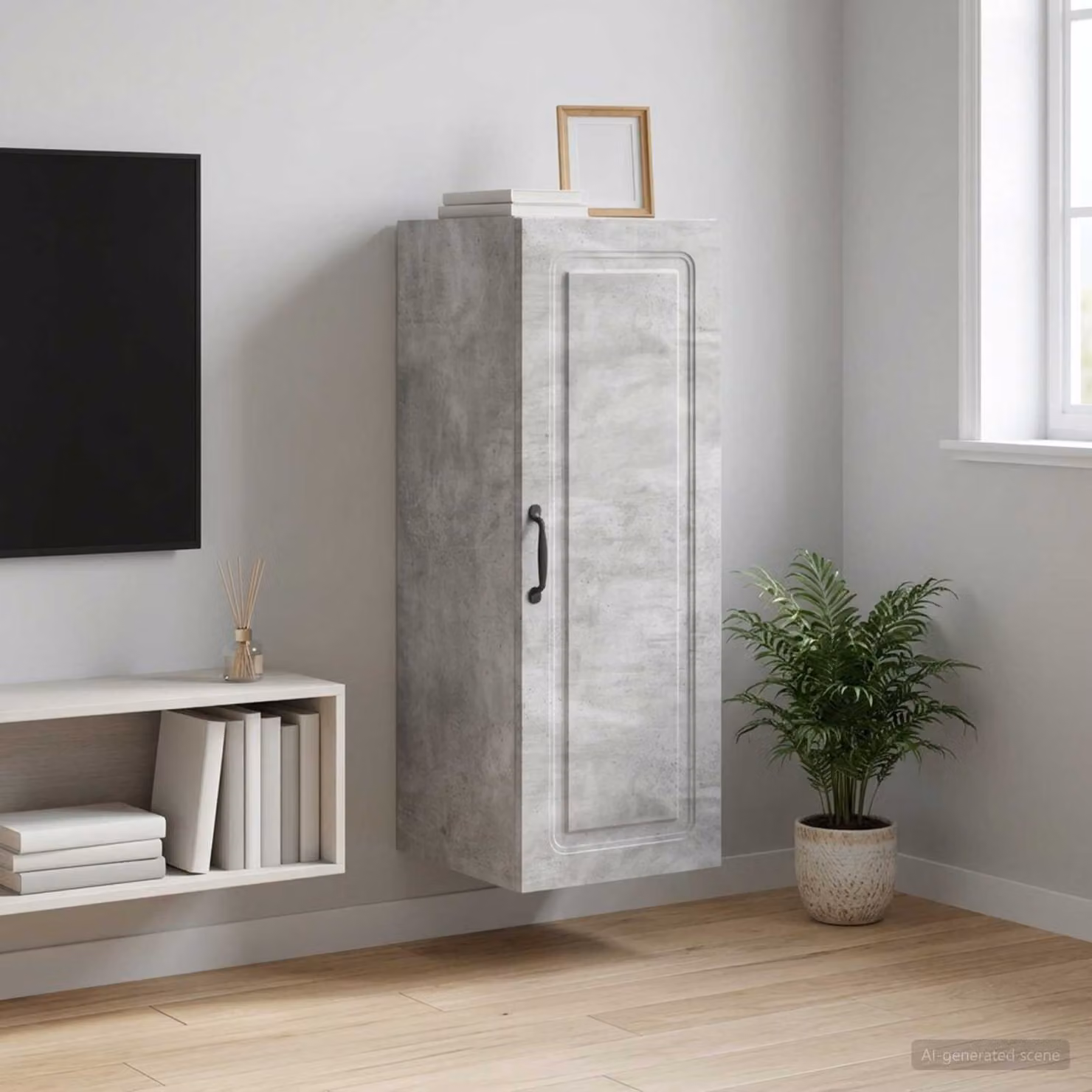 Mobiletto a muro vidaXL in legno MDF grigio con ripiani regolabili, L/P/H: 33 x 34,5 x 90 cm