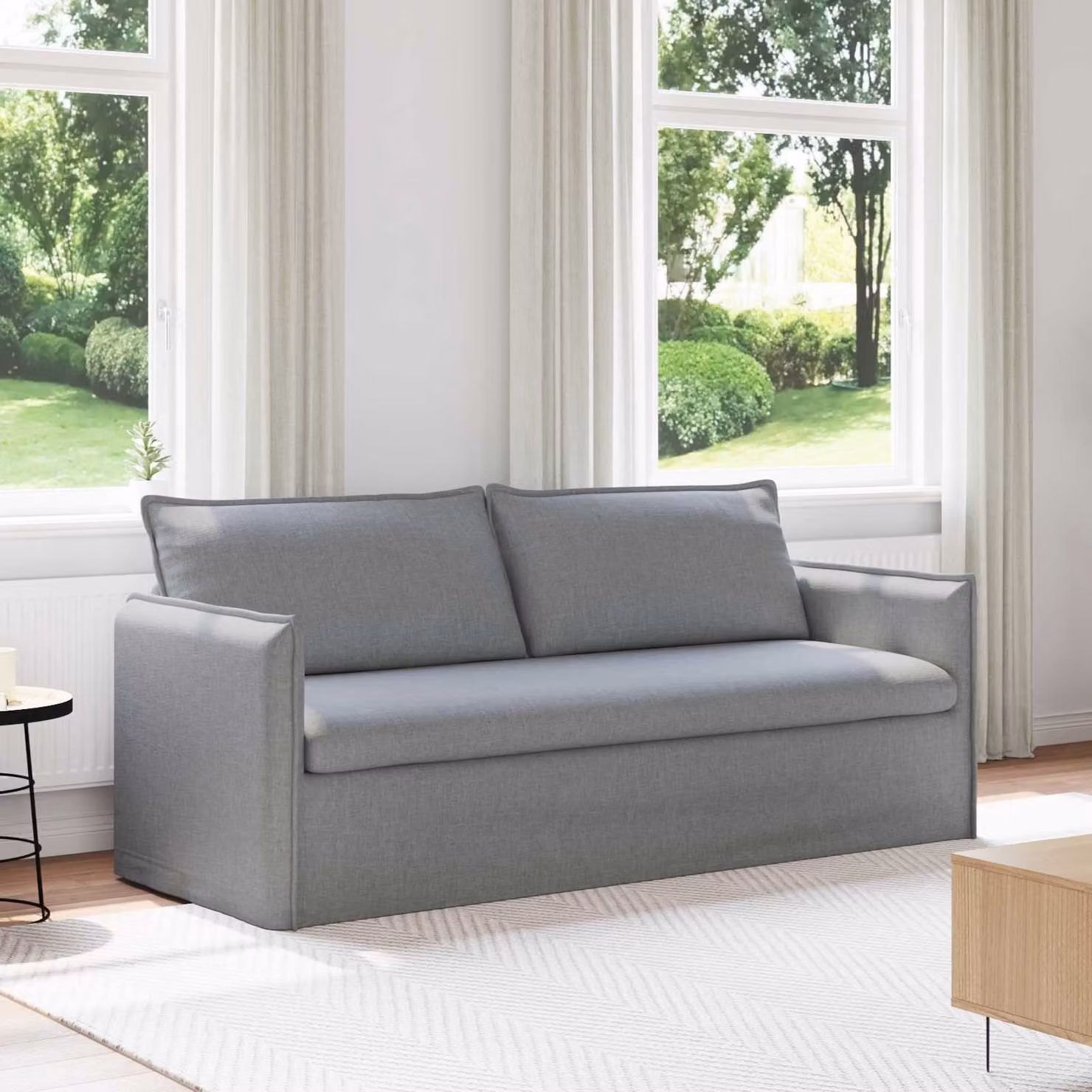 vidaXL Divano Moderno in Tessuto Grigio con Struttura in Metallo L: 196 cm, P: 82 cm, H: 85 cm – 1