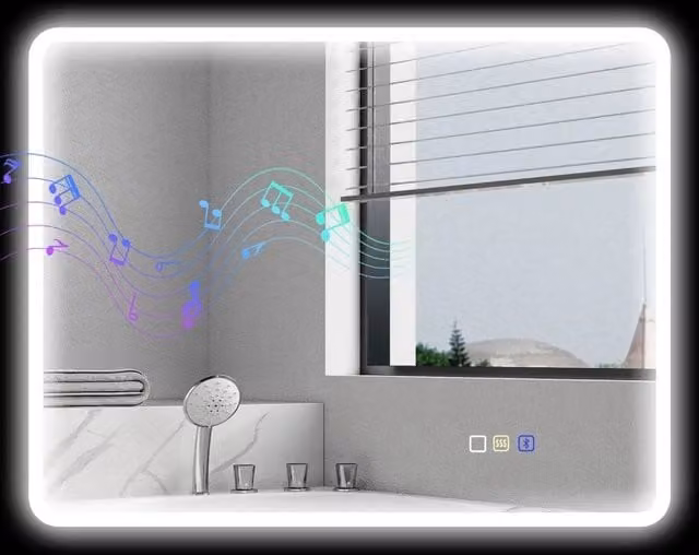 Specchio da bagno a LED Bluetooth 70 x 90 cm Interruttore touch Luce regolabile in 3 colori Antiappannamento Memoria Argento