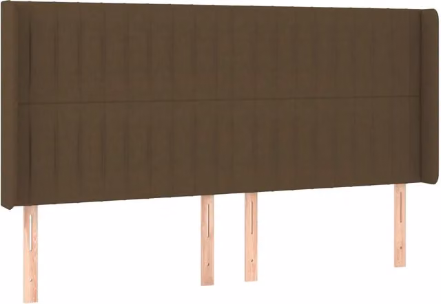 Testata ad orecchio in tessuto marrone scuro con struttura in legno di larice L: 183 cm, P: 16 cm, H: 118/128 cm