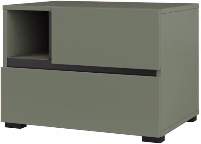 Comodino Meublorama moderno in MDF verde e nero con finitura opaca – 1