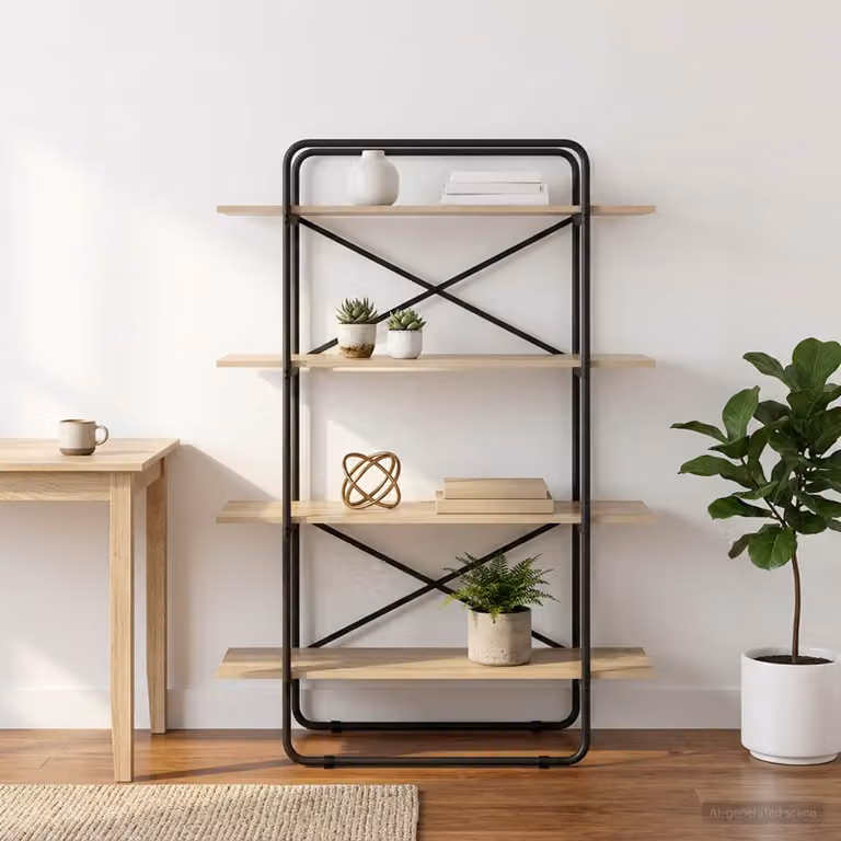 Libreria vidaXL a 4 livelli in stile industriale, colore marrone, L 100 cm x P 35 cm x H 140 cm