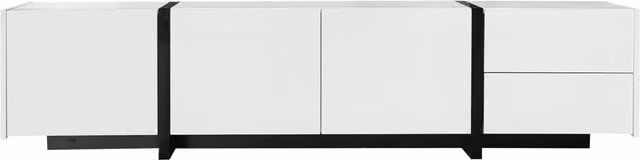 Mobile basso per supporto TV moderno GL Store con illuminazione LED integrata, Bianco e Nero, L 170 cm x P 30 cm x H 39 cm