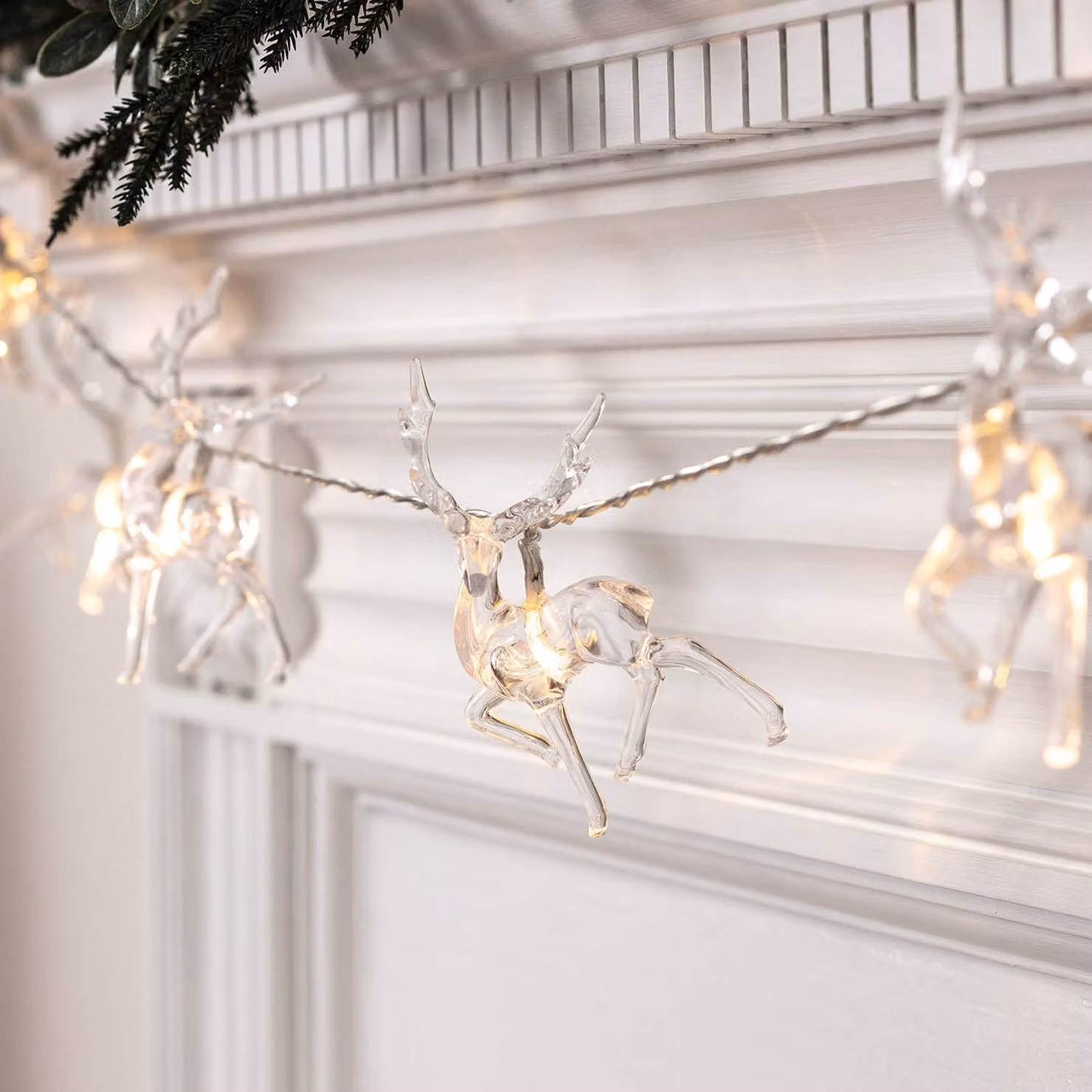 Catena luminosa a LED con 10 decorazioni a forma di renna, alimentata a batteria, con timer, lunghezza 2,3 metri