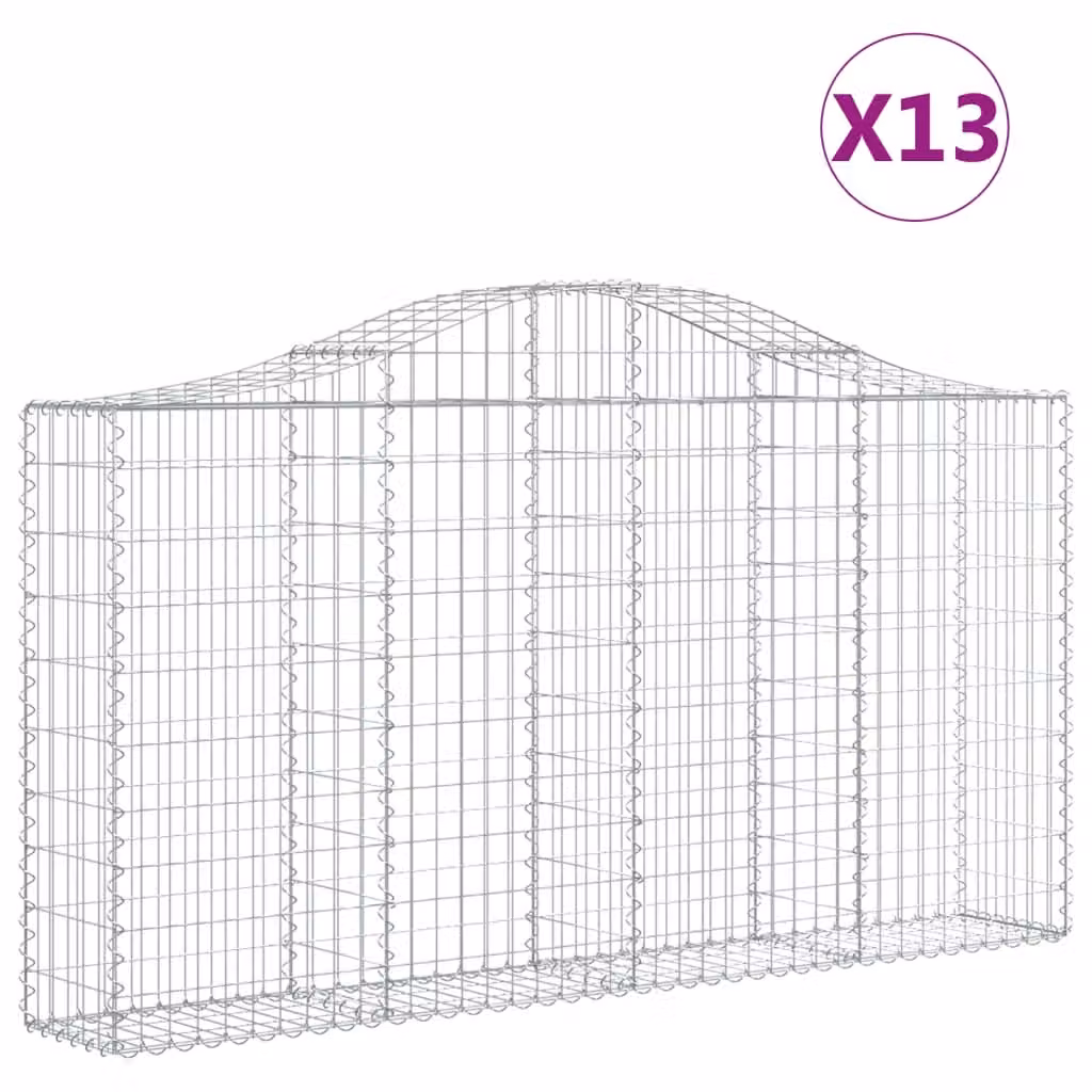 Cesti Gabbioni ad Arco 13 pz 200x30x100/120 cm Ferro Zincato