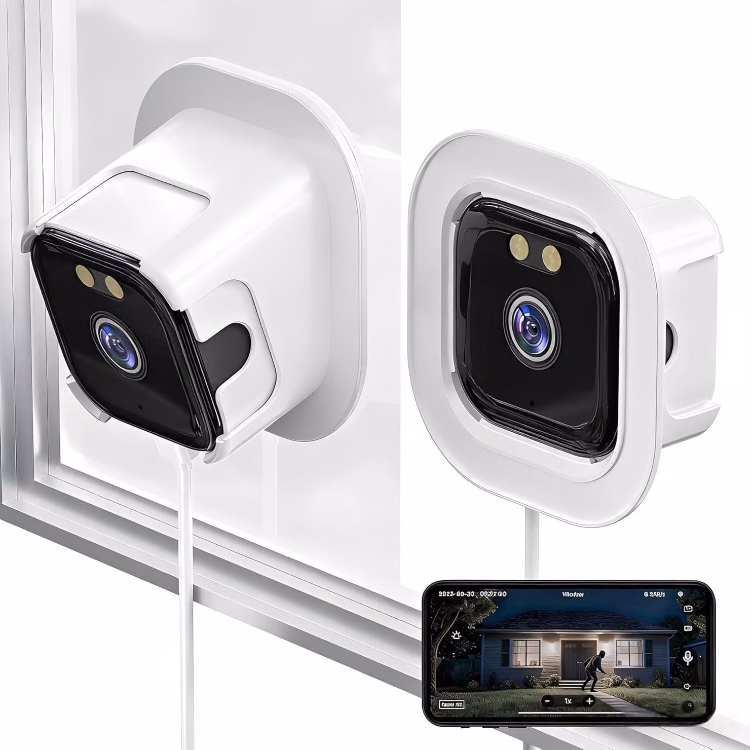 Telecamera interna ed esterna da 2K, telecamera Wi-Fi da 3 MP con visione notturna e rilevamento del movimento tramite sensore PIR