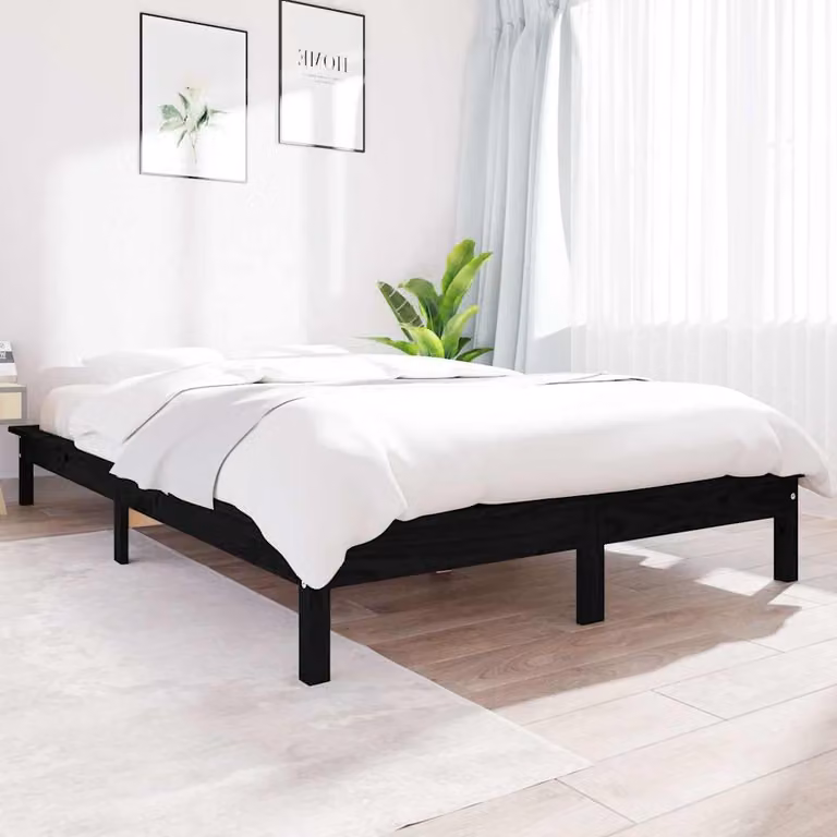 Giroletto vidaXL in legno massello di pino nero per adulti, L/P/H: 190 x 140 x 26 cm