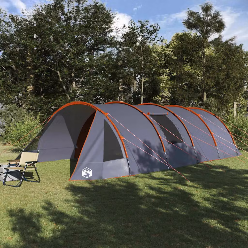Tenda Tunnel vidaXL per 6 persone, Grigio e Arancione