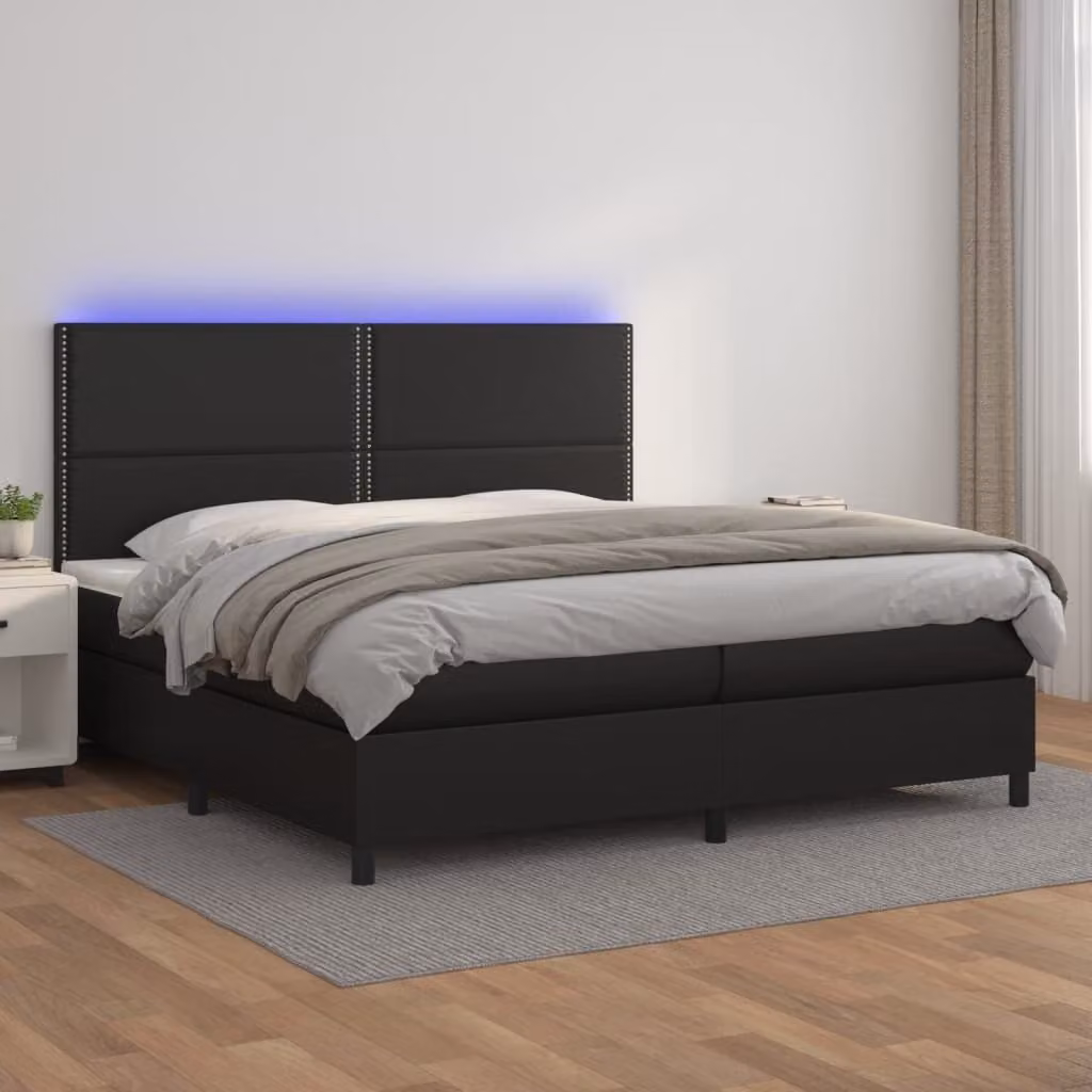 Maison Exclusive - Giroletto a Molle con Materasso e LED Nero 200x200cm Pelle finta