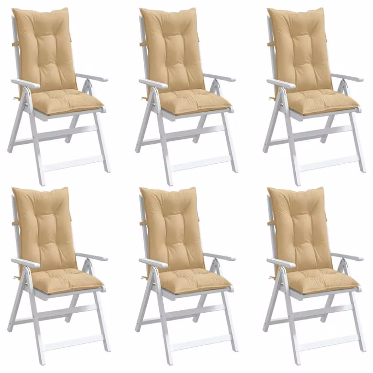 Set di 6 cuscini per schiena alta vidaXL in tessuto beige mélange, L 120 cm x P 50 cm x H 7 cm