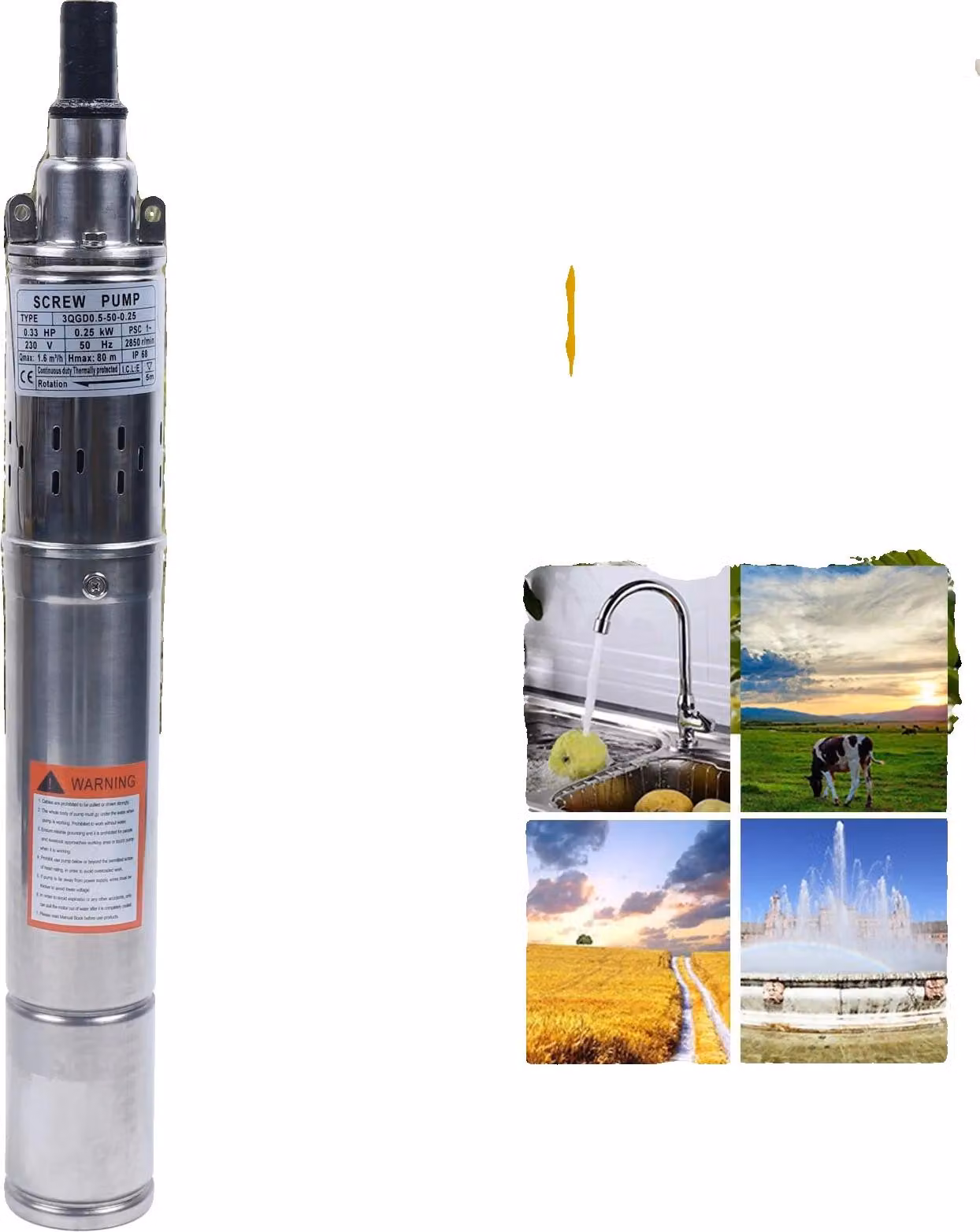 Pompa sommersa, alta efficienza, struttura resistente, 220 V, UE