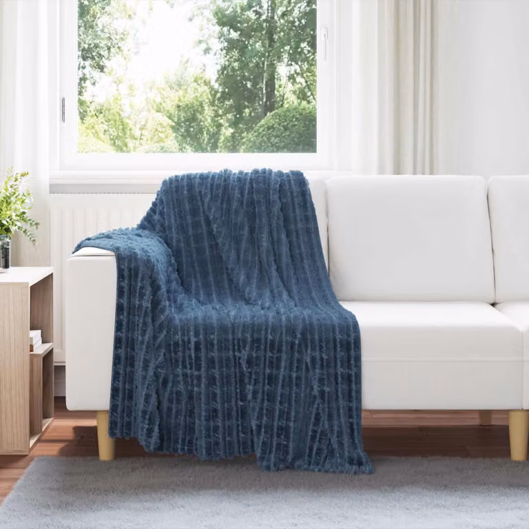 Coperta in pile vidaXL blu, morbida e facile da curare, L 150 cm x P 130 cm