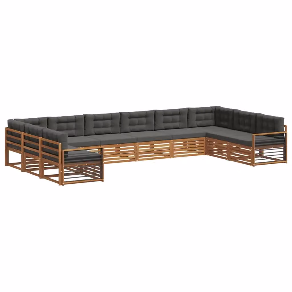 Set di divani da giardino vidaXL in legno di acacia massello con 11 pezzi, colore beige e antracite – 2