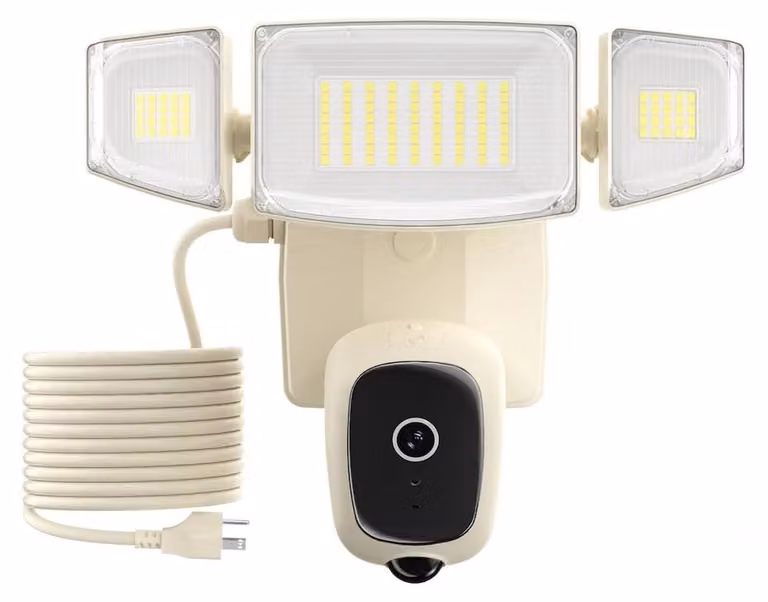 Telecamera da esterno con faretto - Bianco opaco - Risoluzione 2K - Connessione Wi-Fi