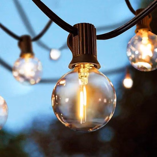 Lampada a LED da balcone, 15 metri, G40, bianco caldo 2700K, per terrazze e giardini