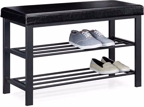 Banca per scarpe - Combinata di ripiano e gruccia - 1 pezzo - Legno e metallo - 49x81x31 cm
