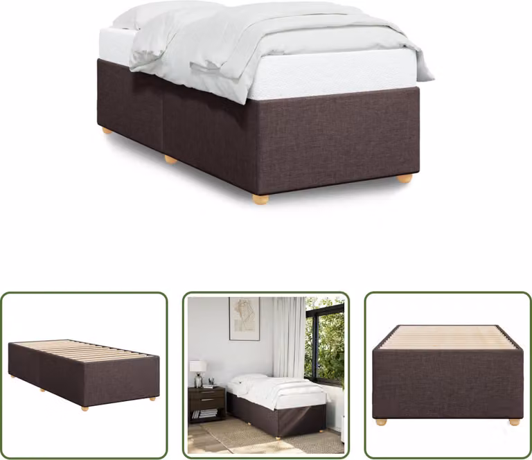 The Living Store Struttura letto in tessuto marrone scuro 90x190 cm