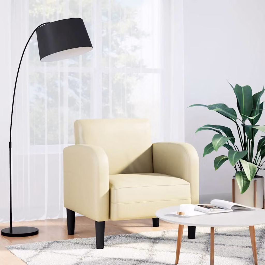 Sedia con braccioli vidaXL in similpelle beige per soggiorno e ufficio