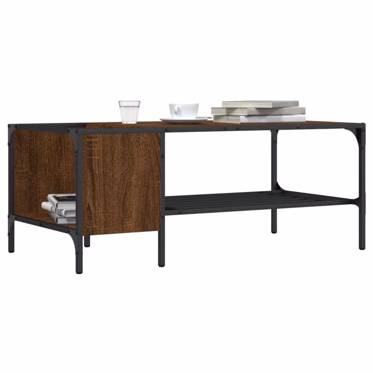 Tavolino da salotto vidaXL in stile industriale con ripiano in rovere marrone, L 100 cm x P 51 cm x H 40 cm