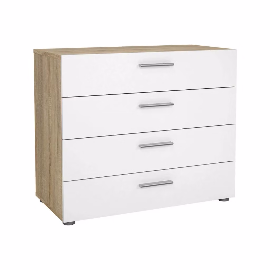 Cassettiera Arwen DMORA con cassetti, mobile multiuso per camera da letto o soggiorno, Quercia e Bianco lucido, L 80 cm x P 40 cm x H 68 cm – 2