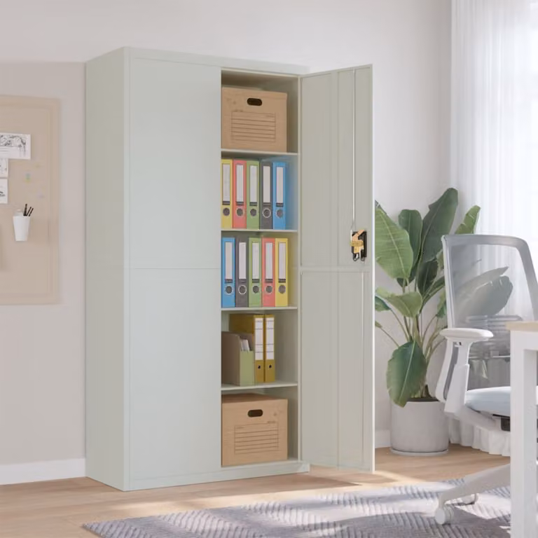 vidaXL Armadio Classificatore in Metallo Grigio con Ripiani Regolabili e Serratura L: 90 cm, P: 40 cm, H: 180 cm