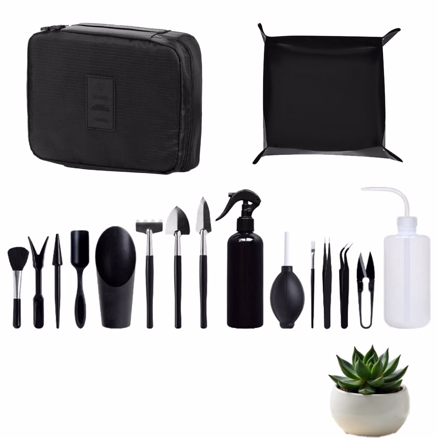 Solidchoice - Set di 17 pezzi di attrezzi da giardino, con vaso impermeabile e borsa portaoggetti