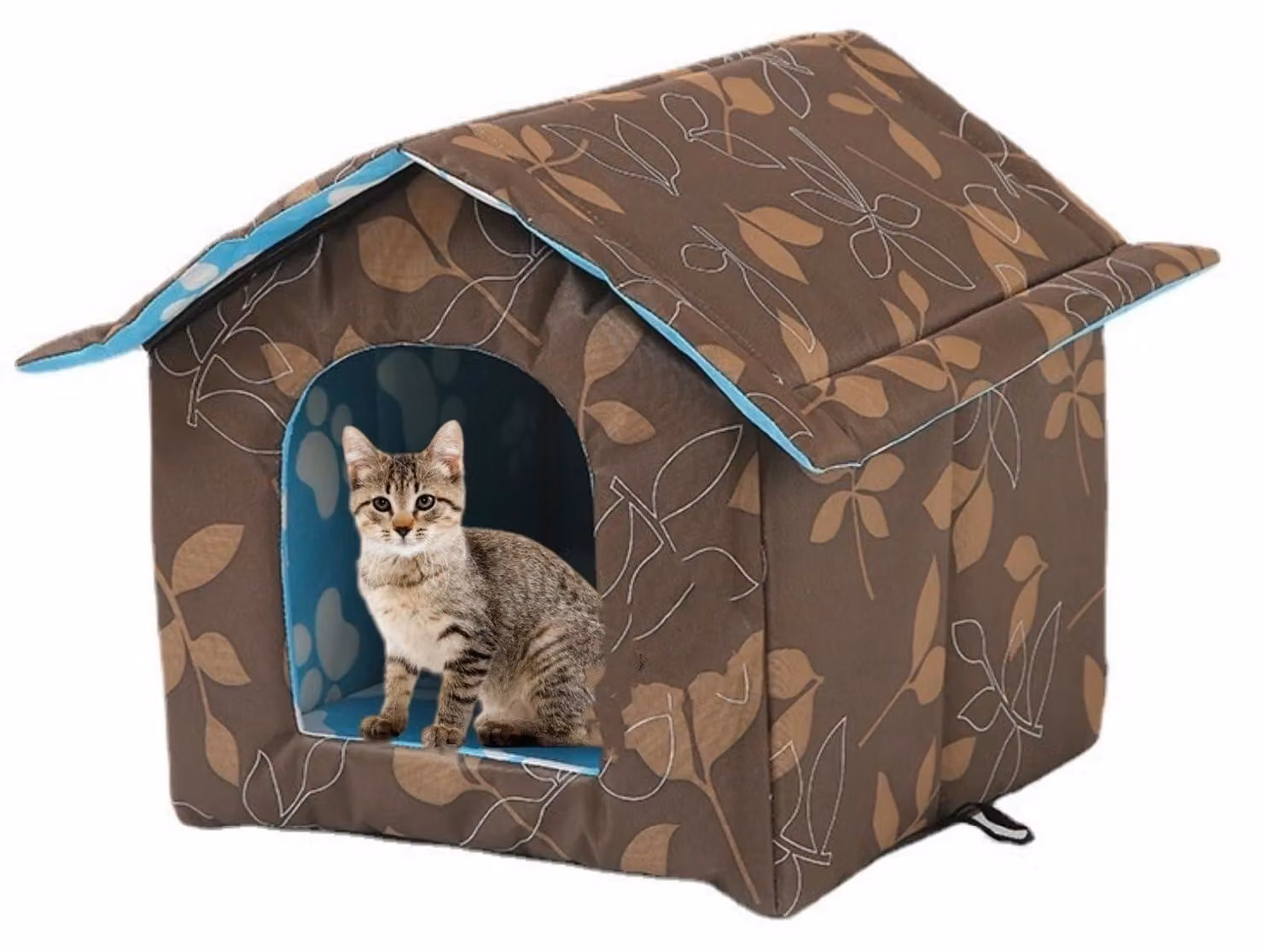 Rifugio esterno per gatti, resistente alle intemperie invernali, impermeabile, colore marrone, dimensioni S: 35x33x30 cm
