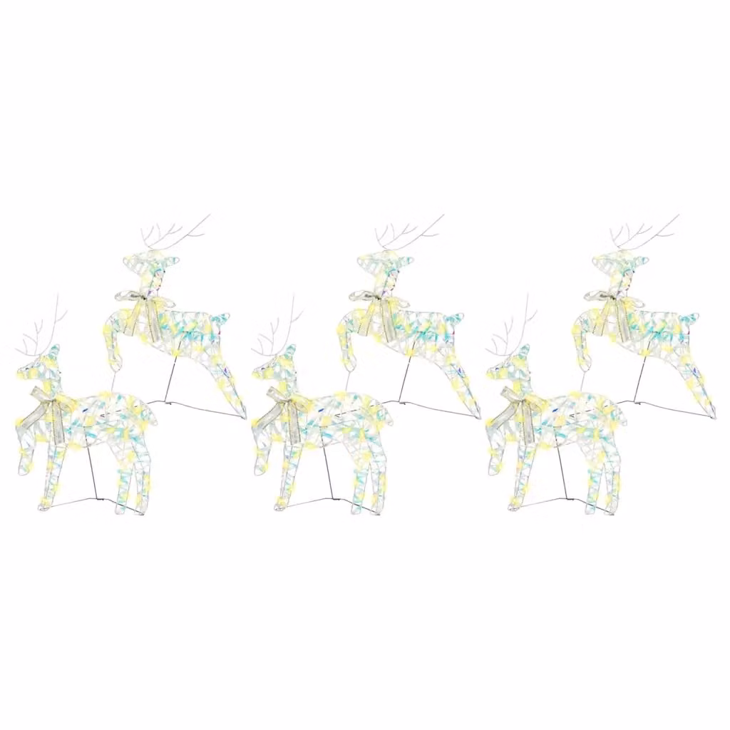 Set di 6 Renne Natalizie con 180 LED Multicolore vidaXL, L 44 cm x P 18 cm x H 65,5 cm – 2
